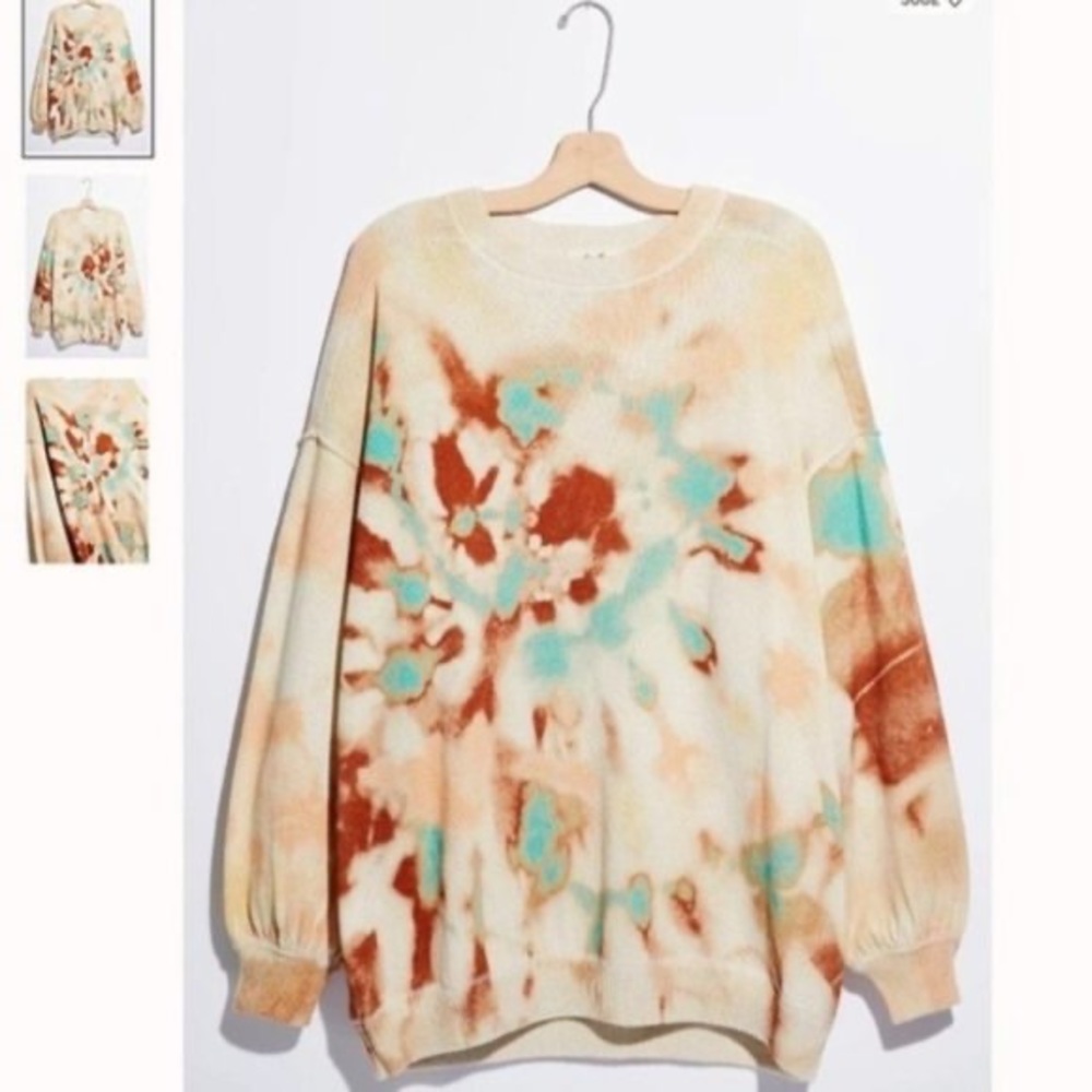 Free People Cosmos Tie Dye Pullover Sweatshirt Sweater Oversized Tunic S